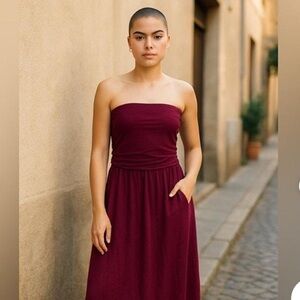 J. Jill Burgundy Strapless Sundress for Casual Nights